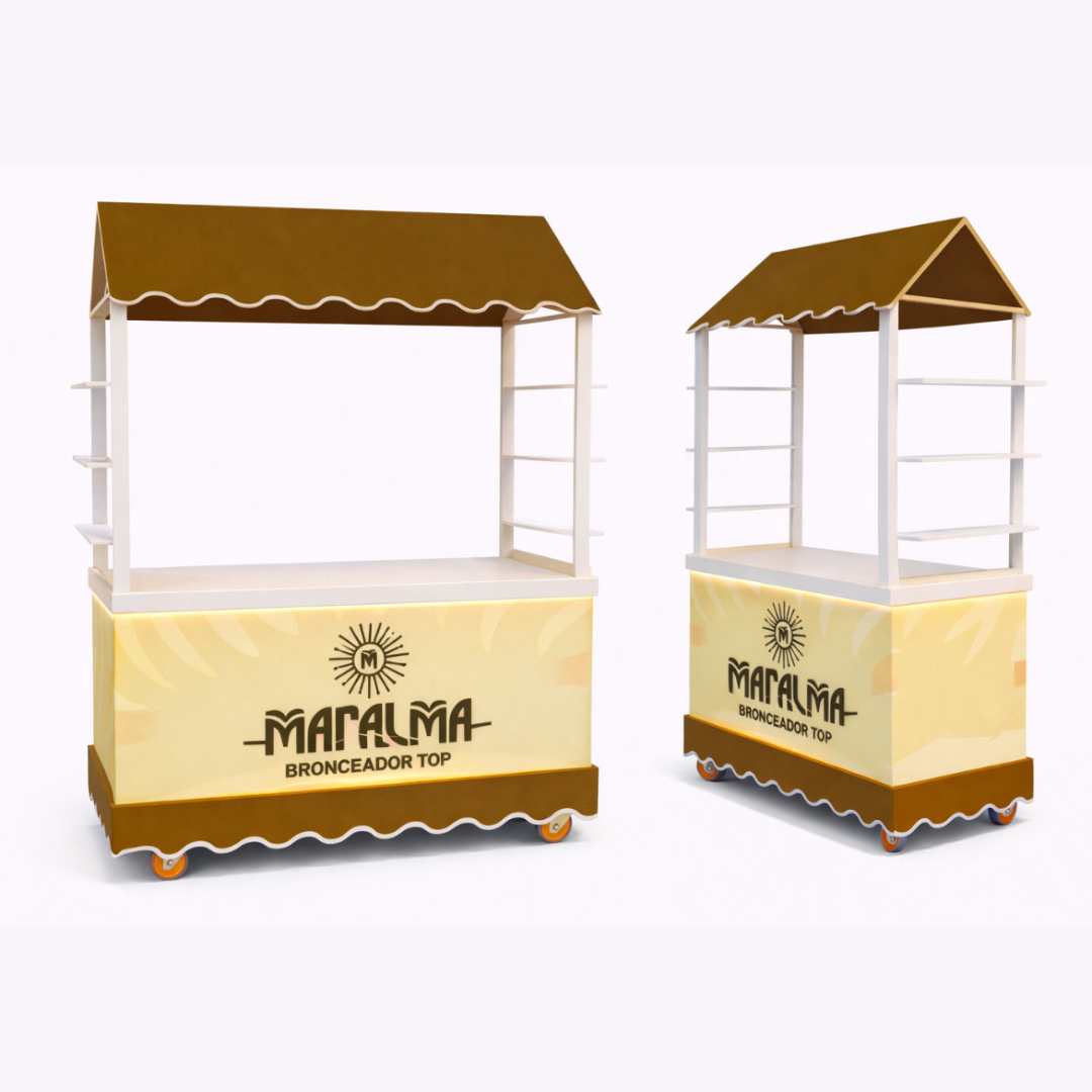 Carrito de Exhibición Experiencial con Techo (Ángulo 2)