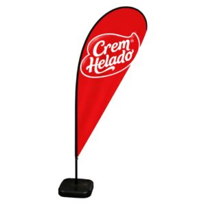 Bandera tipo gota publicitaria profesional L 370 cm para eventos BTL