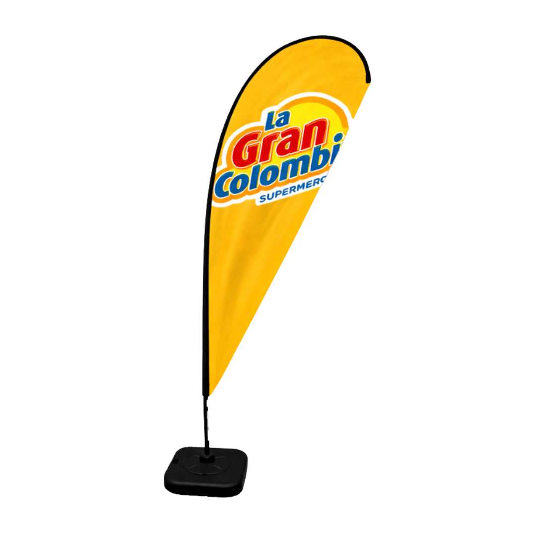 Bandera tipo gota publicitaria profesional M 260 cm para eventos BTL