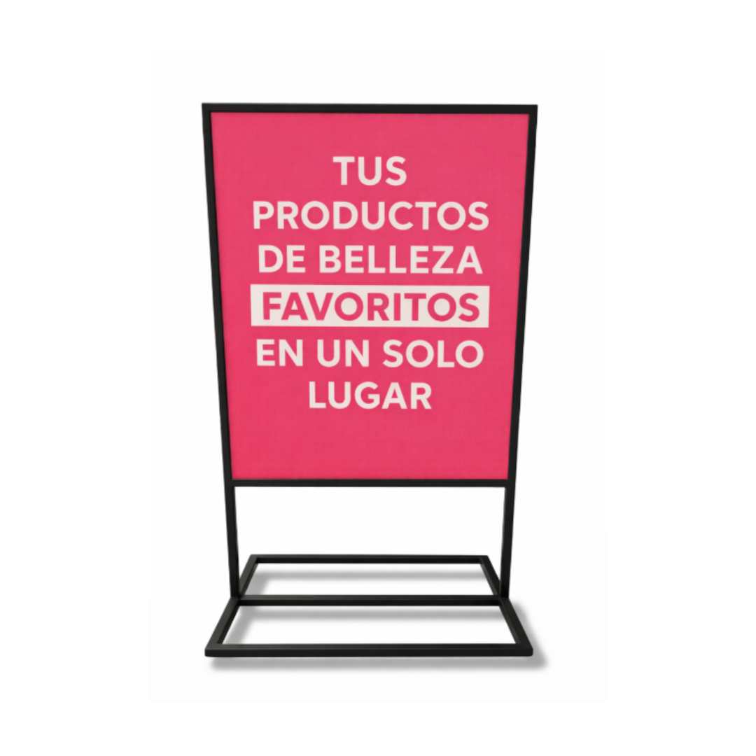 tropezón publicitario metálico 112x52 cm doble cara