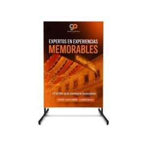 tropezón publicitario tradicional 70x100 cm con estructura metálica