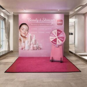 Pack activación de marca con backing ruleta mediana y moqueta personalizada