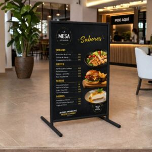 Tropezón modular metálico con poliestireno intercambiable para punto de venta